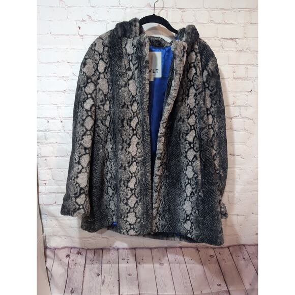 NVLT Coat Large Snake Print Faux Fur Jacket Hooded - Picture 13 of 13